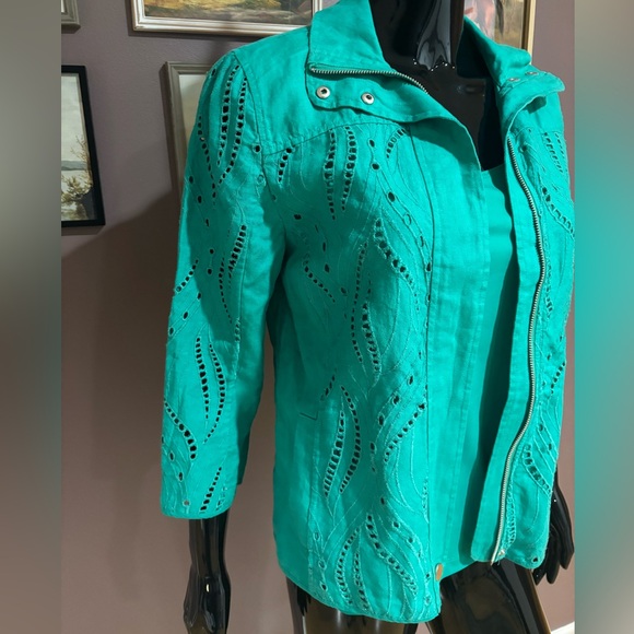 NWT Chico's Eyelet Linen Congo Jacket and matching Tank Top. - Picture 6 of 11